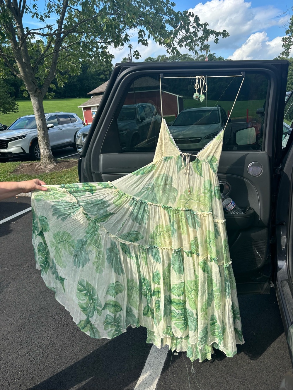 Free People Green Leaf-Print Tiered Maxi Dress